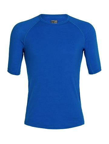 Men's Icebreaker BodyfitZone™ Merino 150 Zone Short Sleeve Crewe Thermal Top Base Layers Lazurite | CA 1614FDNM